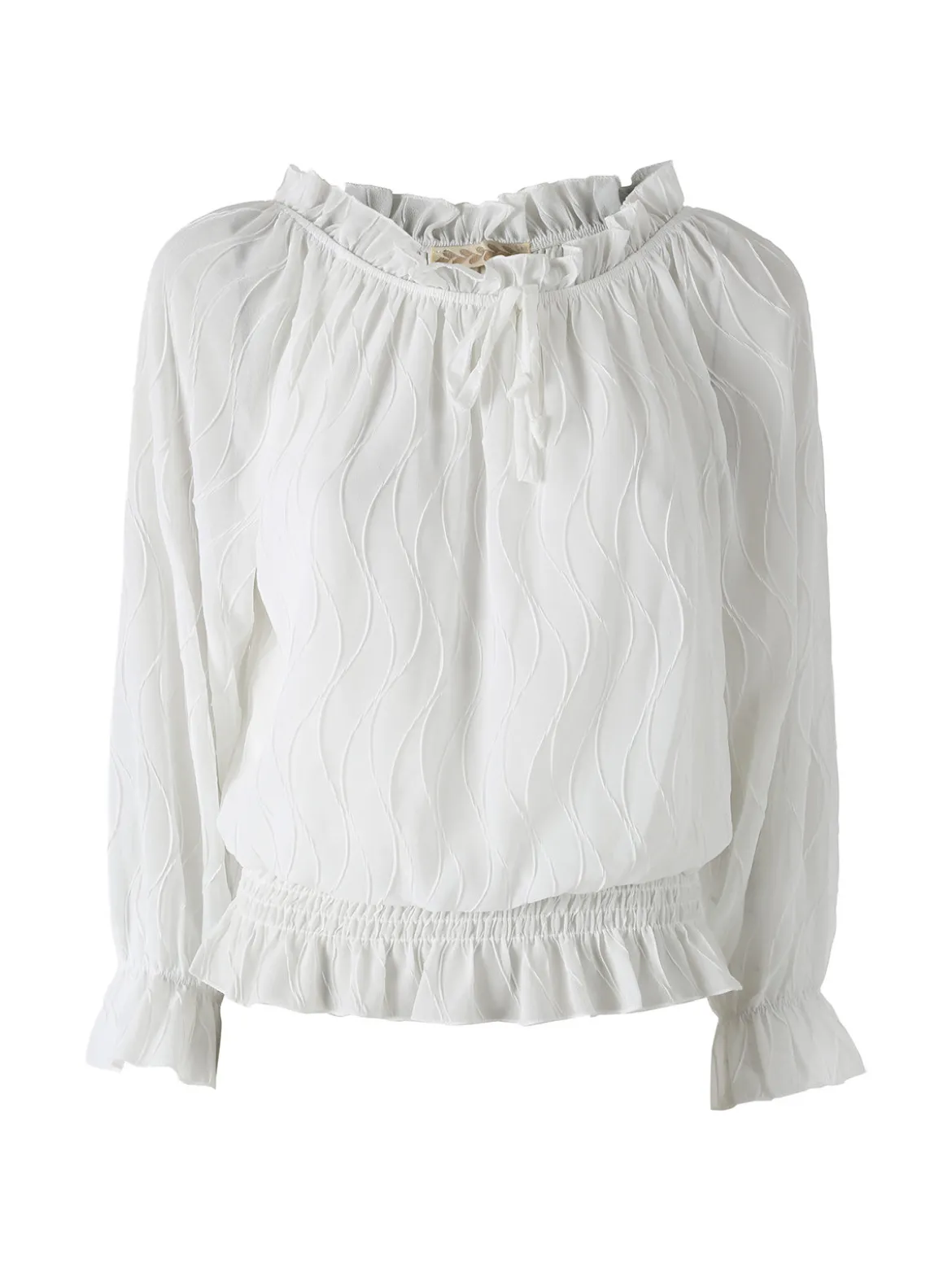 Solada Blusa donna a maniche lunghe con scollo a barchetta - bianco