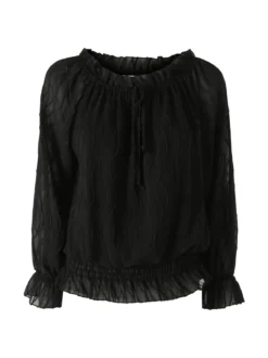 Solada Blusa donna a maniche lunghe con scollo a barchetta - nero