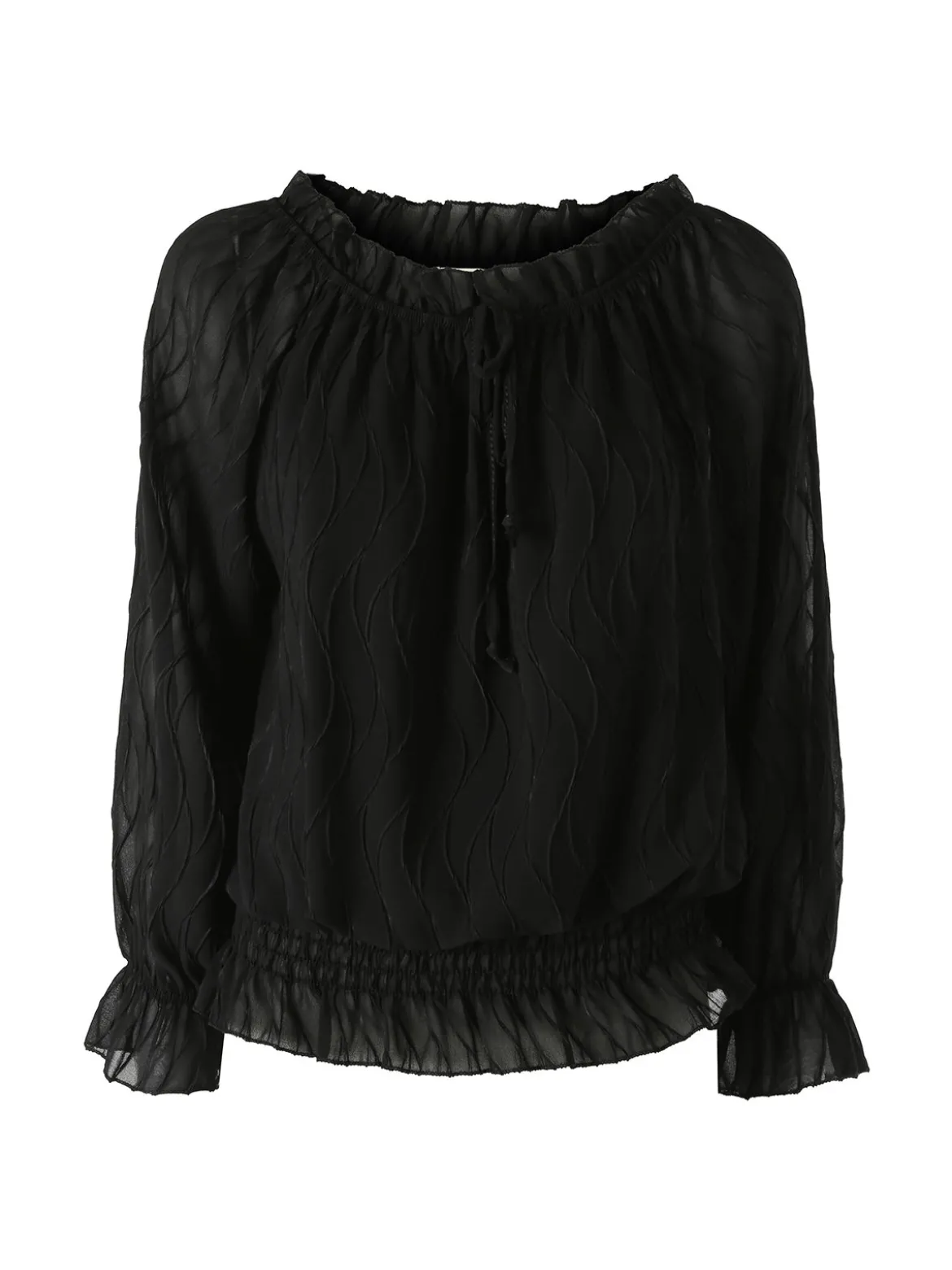 Solada Blusa donna a maniche lunghe con scollo a barchetta - nero
