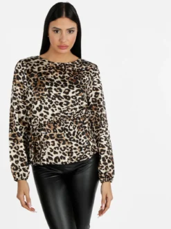 Solada Blusa donna a maniche lunghe con stampa animalier