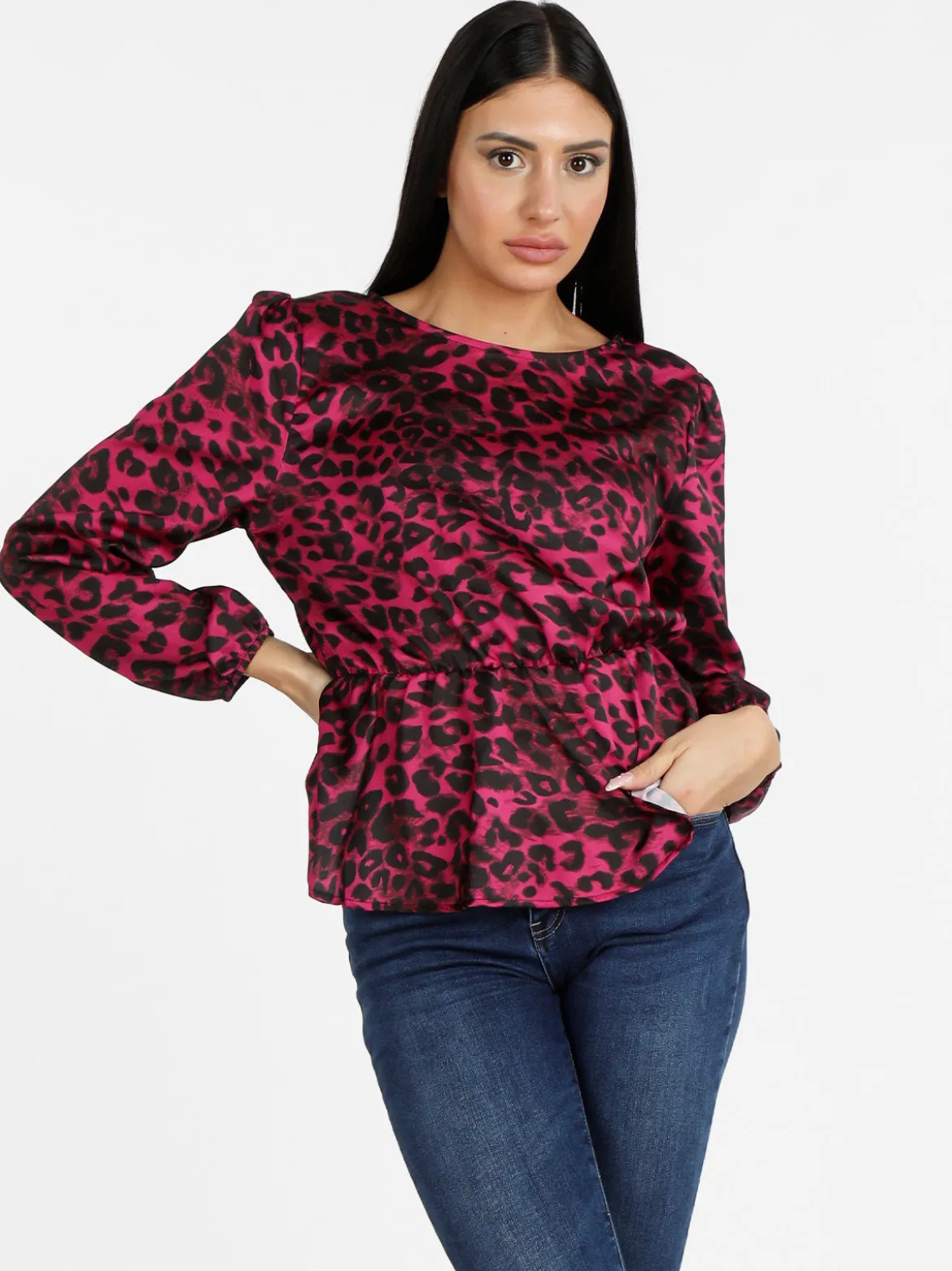 Solada Blusa donna a maniche lunghe con stampa animalier
