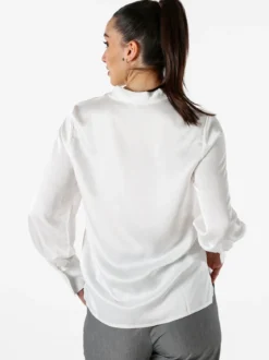 Solada Blusa donna a maniche lunghe in tessuto simil raso - bianco