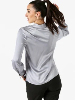 Solada Blusa donna a maniche lunghe in tessuto simil raso - grigio