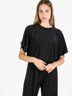 Solada Blusa donna con maniche corte a pipistrello - nero