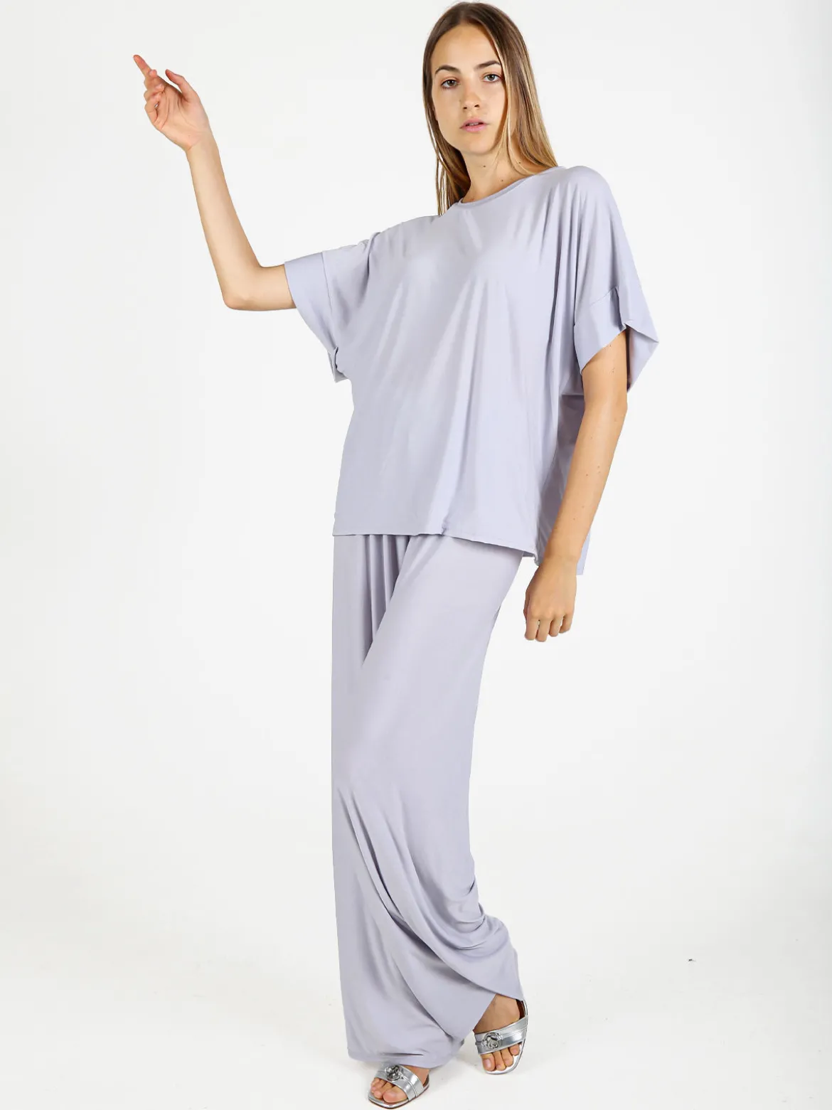 Solada Blusa donna con maniche corte a pipistrello - perla