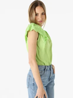 Solada Blusa donna con maniche corte in pizzo macramè - verde chiaro