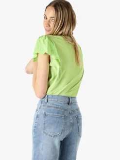 Solada Blusa donna con maniche corte in pizzo macramè - verde chiaro