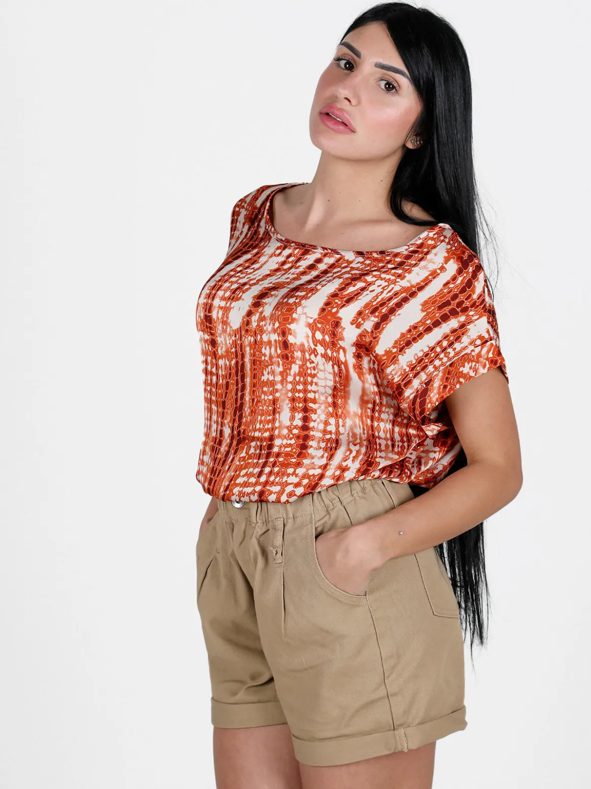 Solada Blusa donna con stampe a maniche corte