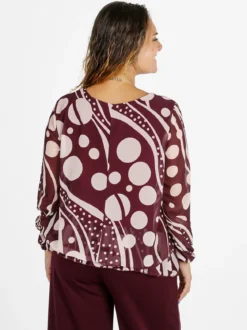Solada Blusa donna fantasia a maniche lunghe - bordeaux