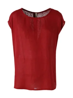 Solada Blusa donna in lino senza maniche - bordeaux
