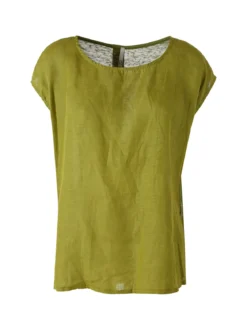 Solada Blusa donna in lino senza maniche - verde