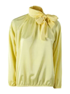 Solada Blusa donna in tessuto simil raso a maniche lunghe - giallo