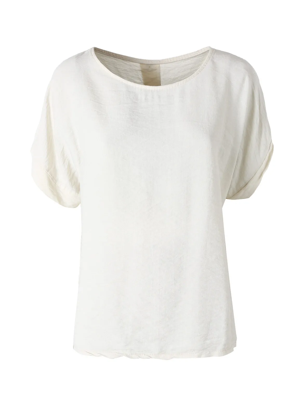 Solada Blusa donna in viscosa a maniche corte con bottoni decorati sul retro - beige
