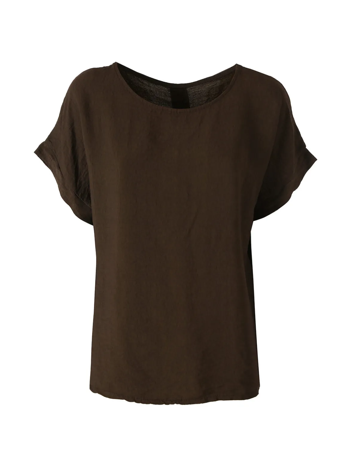 Solada Blusa donna in viscosa a maniche corte con bottoni decorati sul retro - moro