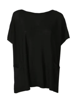 Solada Blusa donna in viscosa con maniche corte a pipistrello - nero