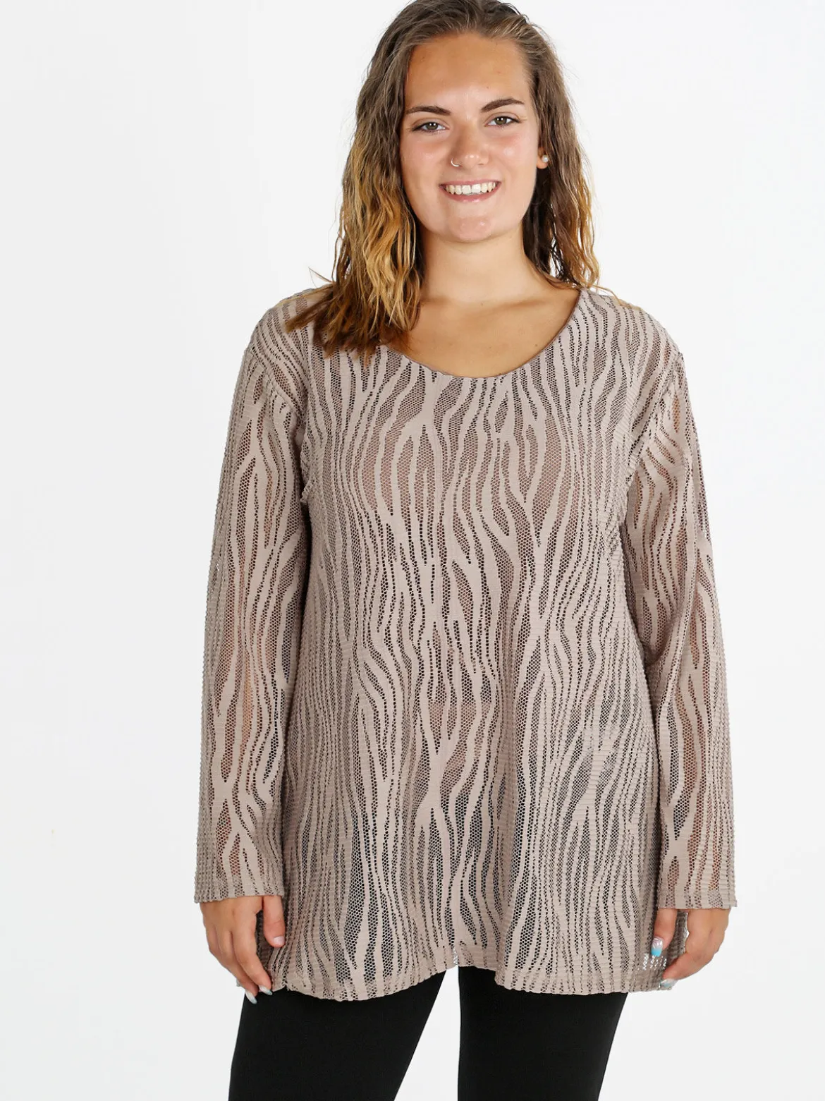 Solada Blusa donna ricamata a maniche lunghe - cammello