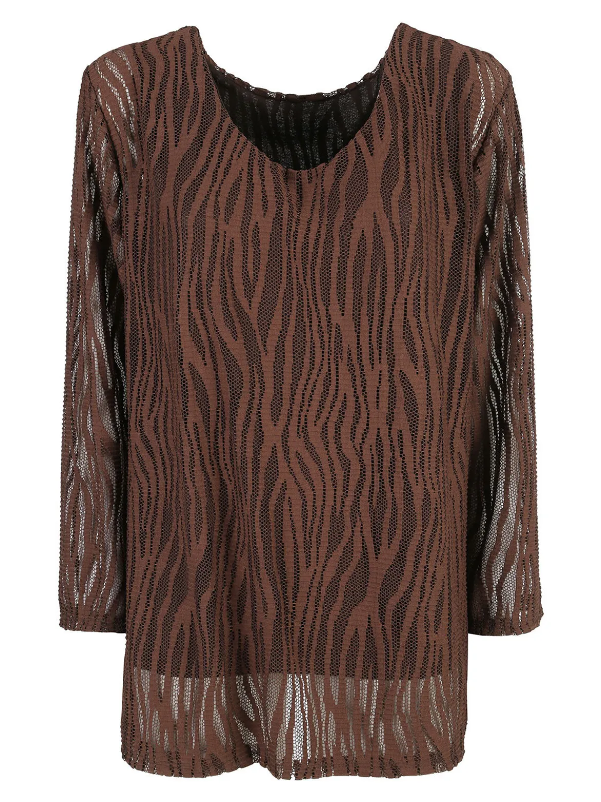 Solada Blusa donna ricamata a maniche lunghe - marrone