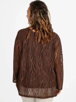 Solada Blusa donna ricamata a maniche lunghe - marrone