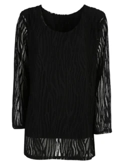 Solada Blusa donna ricamata a maniche lunghe - nero