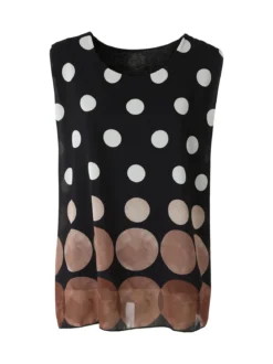 Solada Blusa donna smanicata con stampa a pois grossi - nero