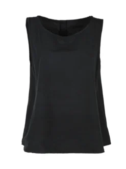 Solada Blusa donna smanicata in cotone con bottoni sulla schiena