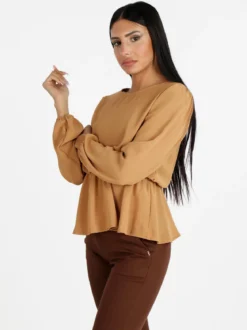 Solada Blusa donna tinta unita a maniche lunghe