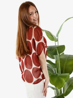 Solada Blusa donna velata senza maniche con stampa a cerchi - cuoio