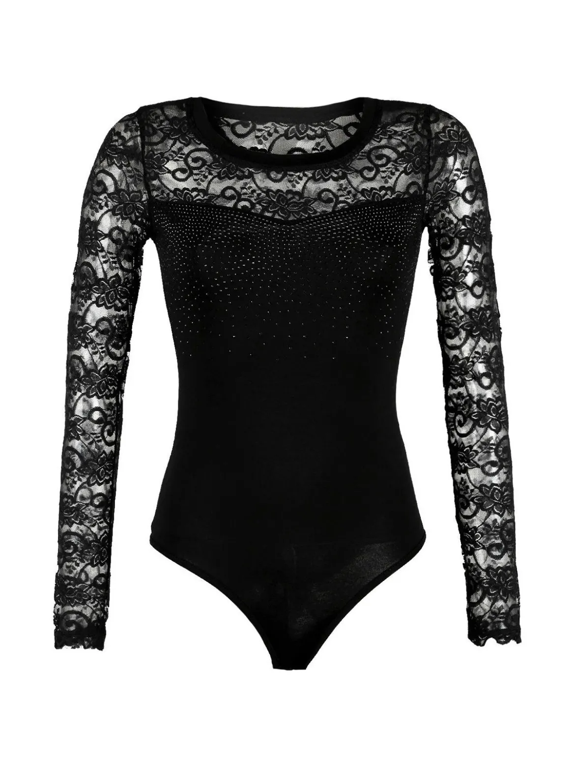 Solada Body con maniche in pizzo e strass