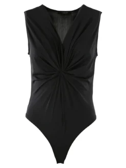 Solada Body donna smanicato con scollo a V - nero