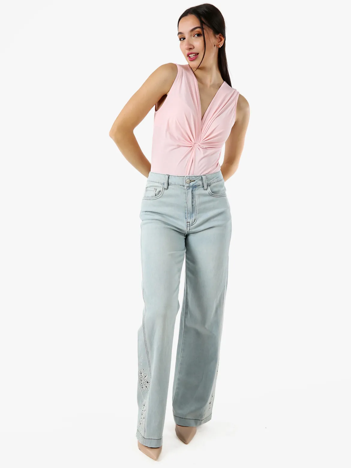 Solada Body donna smanicato con scollo a V - rosa