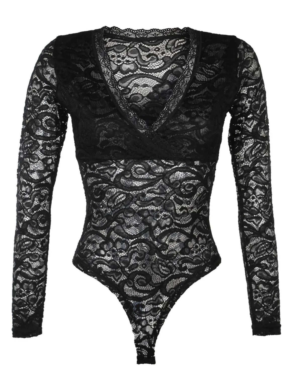 Solada Body nero in pizzo a maniche lunghe