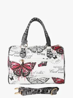 Solada Borsa bauletto da donna con stampa farfalle - rosso