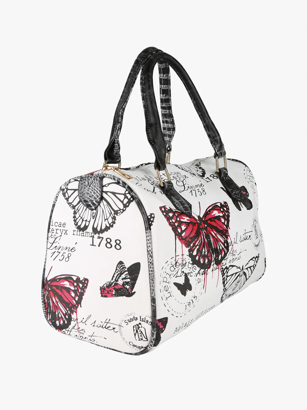 Solada Borsa bauletto da donna con stampa farfalle - rosso