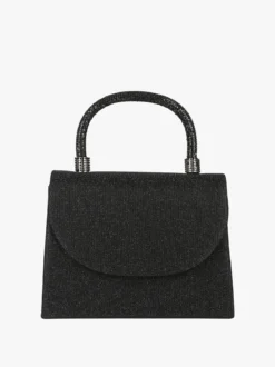 Solada Borsa donna elegante con lurex brillanti e manico con strass - nero