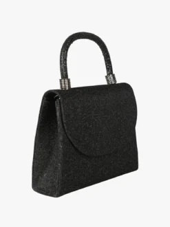 Solada Borsa donna elegante con lurex brillanti e manico con strass - nero