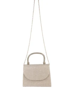 Solada Borsa donna elegante con lurex brillanti e manico con strass - champagne