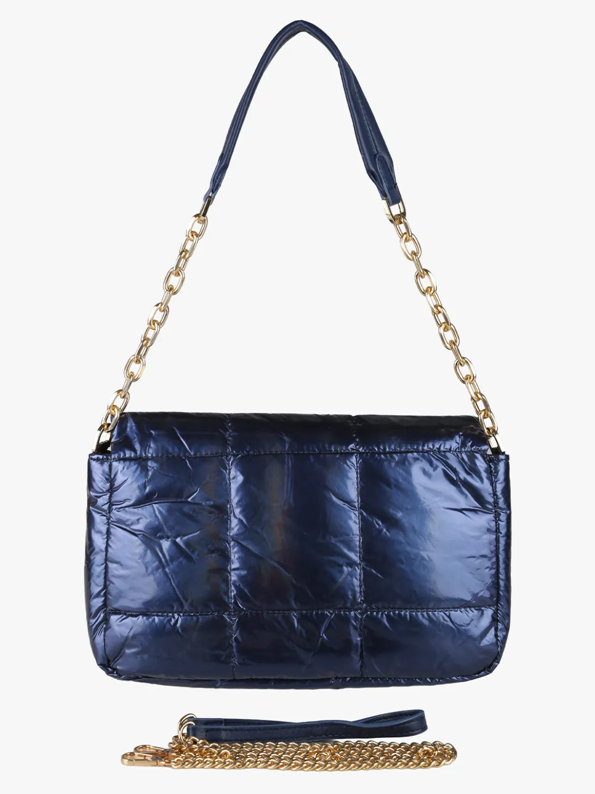 Solada Borsa donna puffer trapuntata con manico a catena - blu scuro