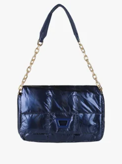 Solada Borsa donna puffer trapuntata con manico a catena - blu scuro