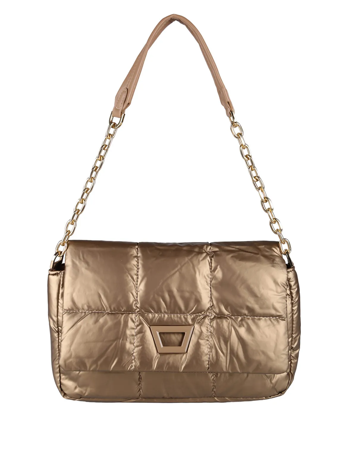 Solada Borsa donna puffer trapuntata con manico a catena - marrone