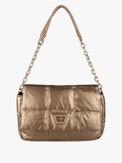 Solada Borsa donna puffer trapuntata con manico a catena - marrone