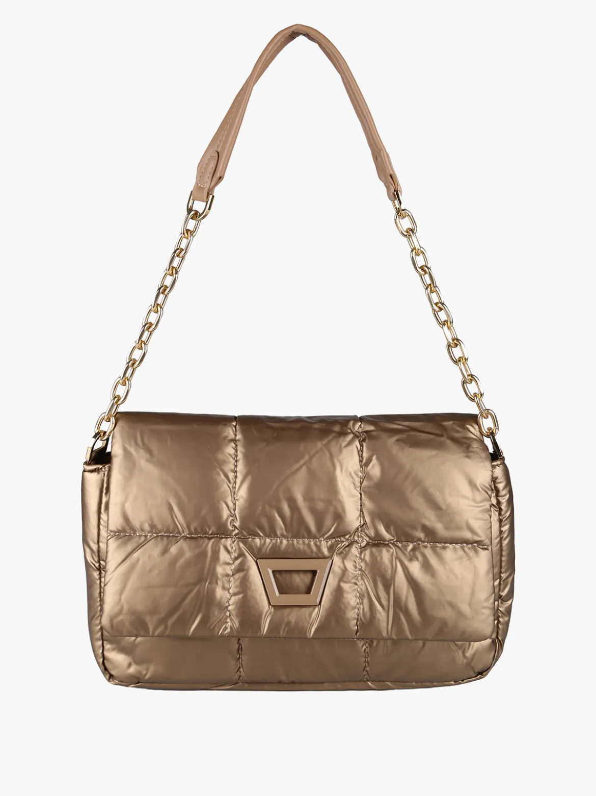 Solada Borsa donna puffer trapuntata con manico a catena - marrone
