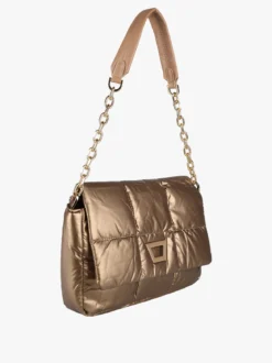 Solada Borsa donna puffer trapuntata con manico a catena - marrone