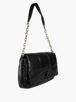Solada Borsa donna puffer trapuntata con manico a catena - nero