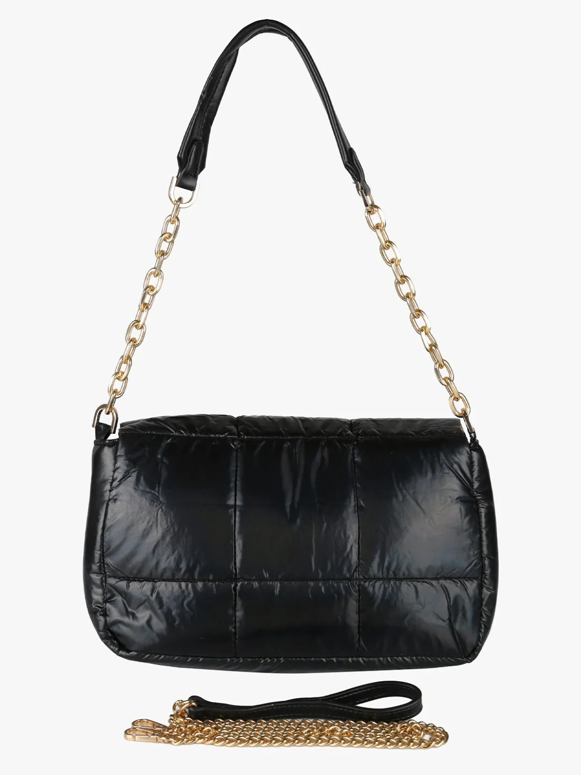 Solada Borsa donna puffer trapuntata con manico a catena - nero