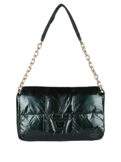 Solada Borsa donna puffer trapuntata con manico a catena - verde