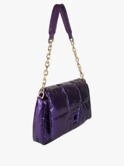 Solada Borsa donna puffer trapuntata con manico a catena - viola