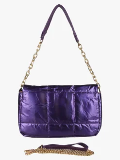 Solada Borsa donna puffer trapuntata con manico a catena - viola