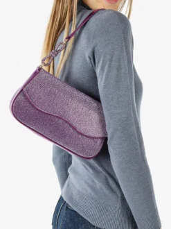 Solada Borsa donna rigida con strass - lilla