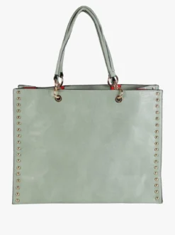 Solada Borsa donna shopper in similpelle con borchie