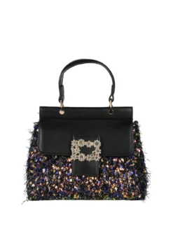 Solada Borsa gioiello con paillettes e strass - nero